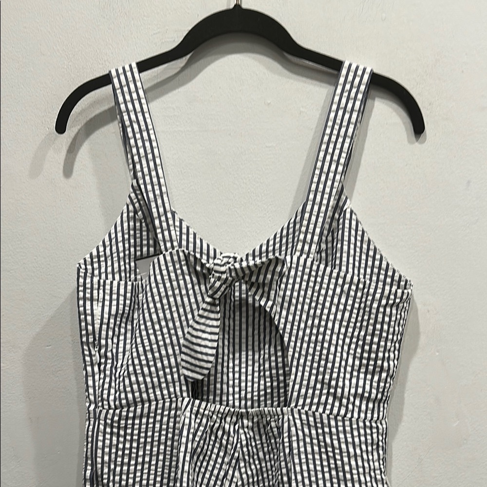 Amour Vert Taya Seersucker Wide Leg Jumpsuit Stripe Blue White Women's med NWT - Picture 5 of 9